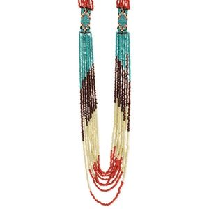 Red & Teal Beaded Necklace